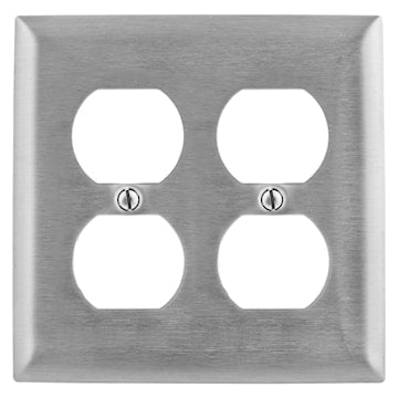 HUBBELL SS82L PLAQUE 2G DUPLEX ACIER INOX 430SS