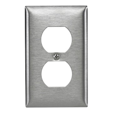 HUBBELL SS8L PLATE 1 GANG DUPLEX OUTLET 430 SS
