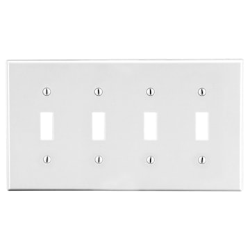 HUBBELL PJ4W PLATE 4G 4 ROCKERS MEDIUM WHITE