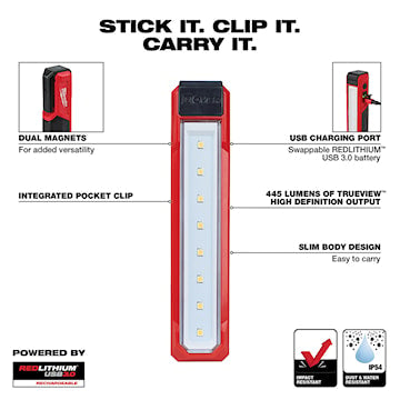 MILWAUKEE 2112-21 LAMPE ROVER DE POCHE RECHARGEABLE 445 LUMENS