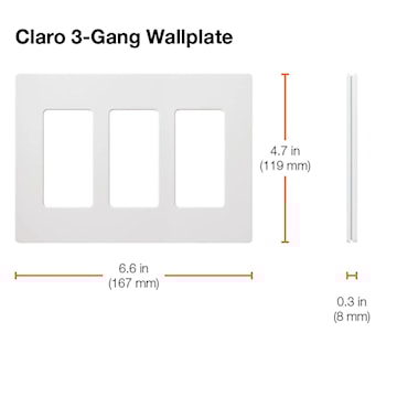 LUTRON CW-3-WH TRIPLE WALL PLATE BLANCCLARO