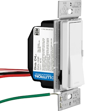Gradateur Diva unipolaire/3 voies 120V, compatible avec lampe CFL/DEL 150W ou halogène/incandescente 600W - Blanc