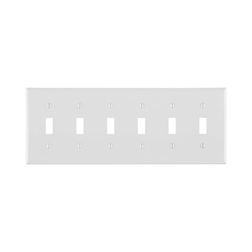 LEVITON 80736-W 6G PLATE WITH ROCKER WHITE NYLON
