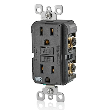 LEVITON GFWR1-E RECEPT DDFT AUTO TEST INTEMPERIE 15A125V NOIR