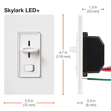 Gradateur Skylark LED+ unipolaire/3 voies 120V, compatible avec lampe CFL/DEL 150W ou halogène/incandescente 600W - Blanc