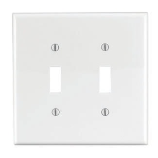 LEVITON PJ2-W PLATE 2G INTERR MEDIUMPLAST WHITE