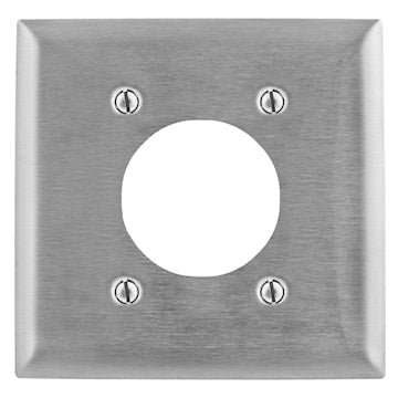 HUBBELL SS703 PLATE 2G 1REC 30@50A STEEL IN 