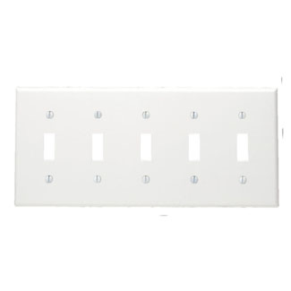 LEVITON 88023 PLATE 5G INTERR PLASTWHITE 