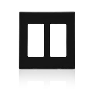 LEVITON 80309-SE 2G DEC PLATE WITHOUT SCREWS EBONY BLACK 