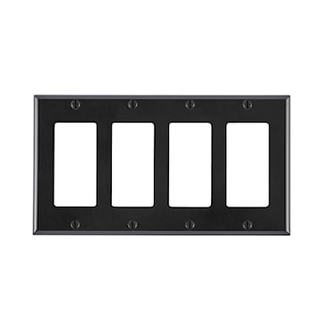 LEVITON 80412-E PLATE 4G DEC PLAST BLACK 