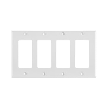 LEVITON 80412-NW PLATE 4G DEC NYLON WHITE 