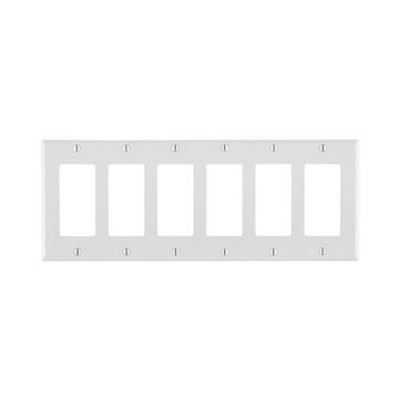 LEVITON 80436-W PLATE 6G DEC PLASTWHITE 