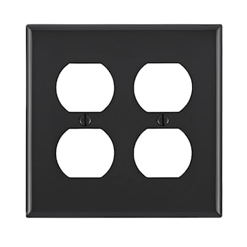 LEVITON 80716-E PLATE 2G DUPLEX NYLON BLACK/EBONY 