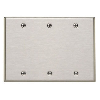 LEVITON 84033-40 3G PLATE NONMAGNETIC SHUTTER STAINLESS STEEL 