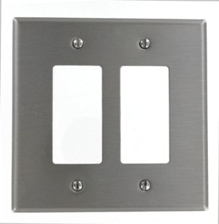 LEVITON SO262 OVERSIZED 2G DEC PLATE STAINLESS STEEL 