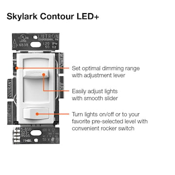 LUTRON CTCL-153P-LA CONTOUR CFL/LED LIGHT ALMOND
