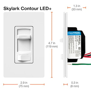 LUTRON CTCL-153P-LA CONTOUR CFL/LED LIGHT ALMOND