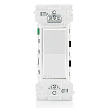 LEVITON E5601-W INTERRUPTEUR 15A UNIPOLAIRE BASCULE DEC. EDGE BL