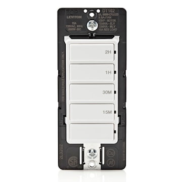 LEVITON DT102-1LW 2HR 15A DECORA COUNTDOWN TIMER WHITE
