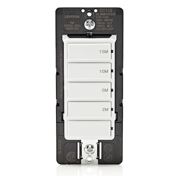 LEVITON DT115-1LW 15 MIN 15A DECORA COUNTDOWN TIMER WHITE