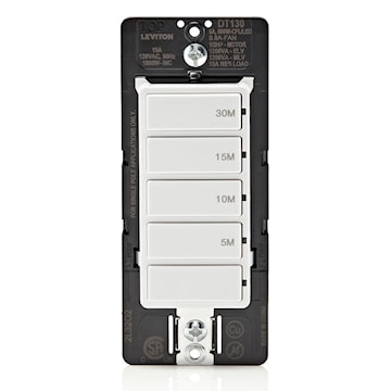 LEVITON DT130-1LW 30MIN 15A DECORA COUNTDOWN TIMER WHITE