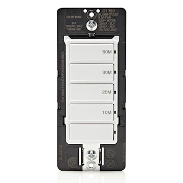 LEVITON DT160-1LW MINUTERIE A REBOURS DECORA 60MIN 15A BLANC