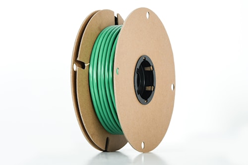 Green electrical wire spool with cardboard reel