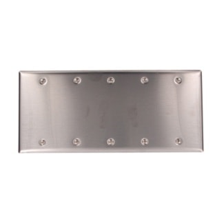 LEVITON 84065-40 5G PLATE BLANK MOUNTED IN STAINLESS STEEL BOX 