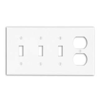 LEVITON P38-W PLAQUE 4G INTERR DUPLEXPLAST BLANC