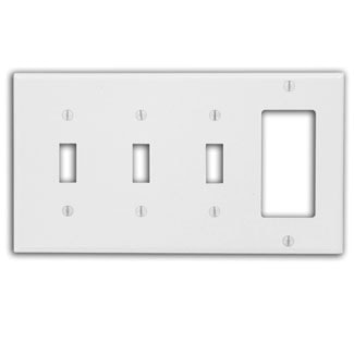LEVITON P326-W 4G WALL PLATE INTERR DECBLANC 