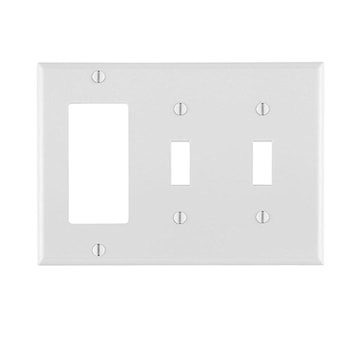 LEVITON 80421-W PLATE 3G 2INTERR DECPLAST WHITE 